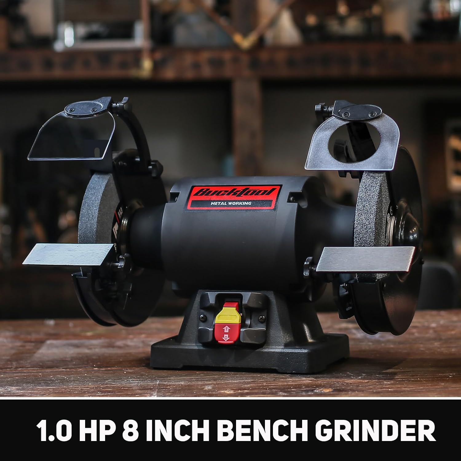 BUCKTOOL 1.0 HP 8 Inch High Speed Bench Grinder, 3590 RPM Table Grinder with 4.8A Motor, High Precision Wobble-free Wheel Grinder, TDS-200HD