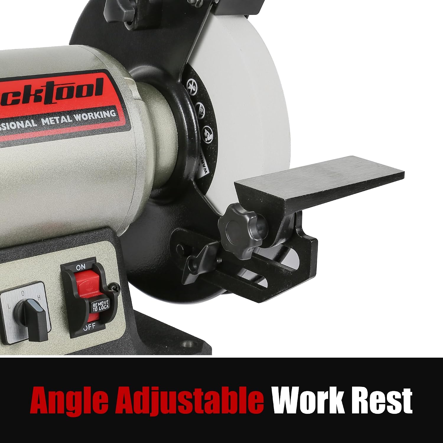 BUCKTOOL Bench Grinder and Buffer, 8-Inch Dual-Speed Professional Grinder with Low/High Speeds and Cast Iron Base, TDS-200DS