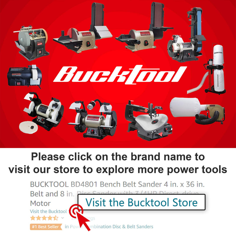 BUCKTOOL BD4801 Bench Belt Sander 4 in x 36 in Belt and 8 in | Direct-drive Motor