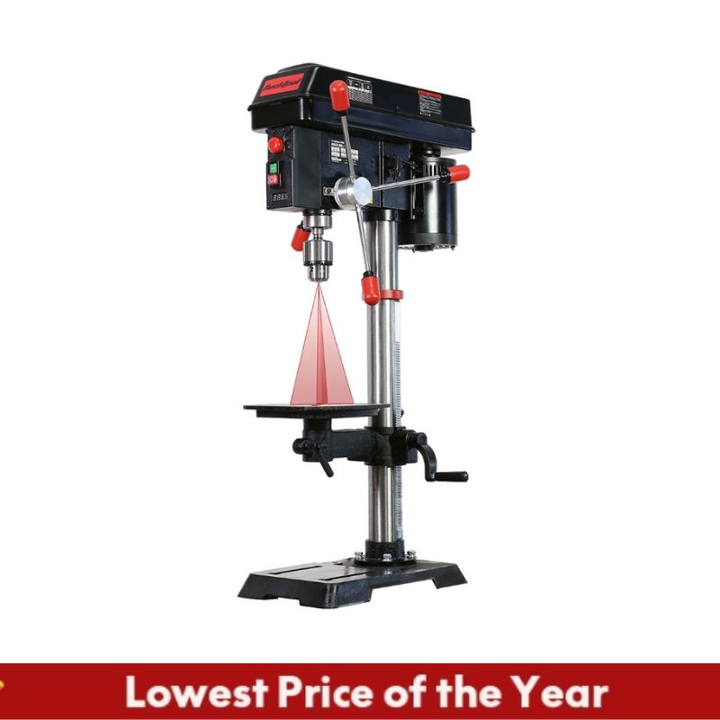 BUCKTOOL DP12VL | 12-INCH 6.2-A Professional Bench Drill Press with IIIA Laser and Work Light