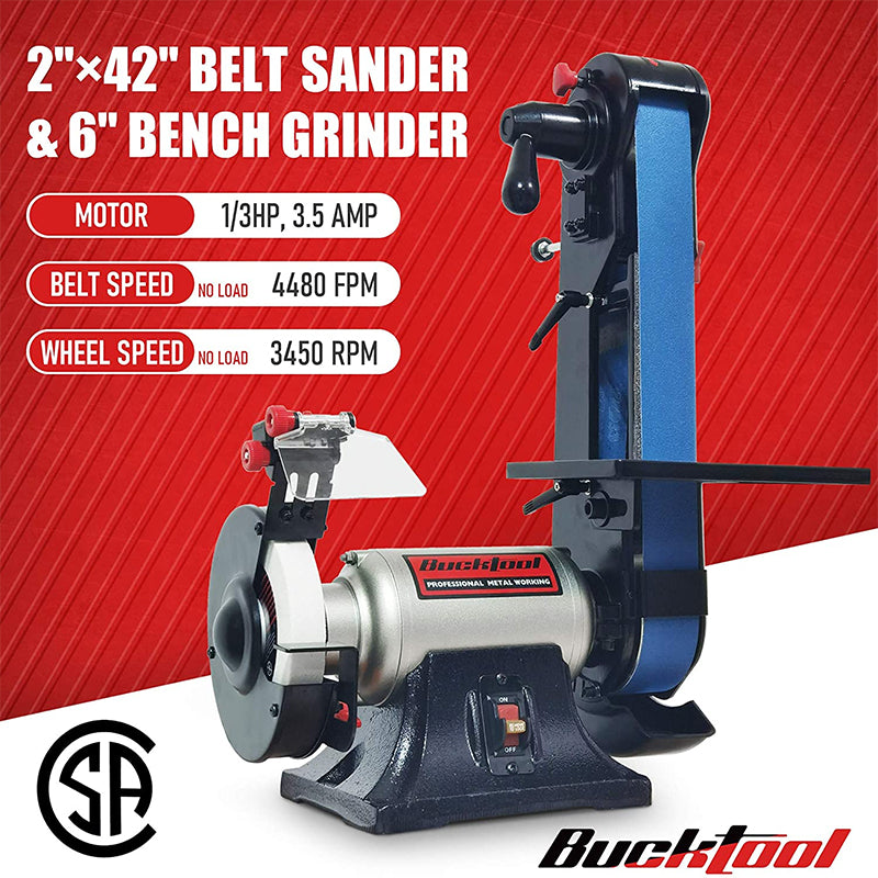 Bucktool 2" x 42" Belt Sander & 6" Bench Grinder Combo - BG2600