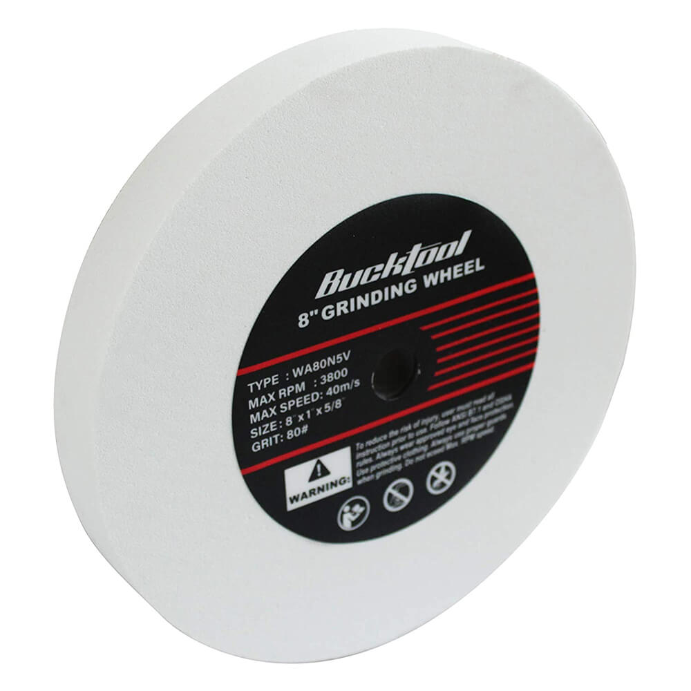 BUCKTOOL 8" White Aluminum Oxide Grinding Wheel 80-120 Grit