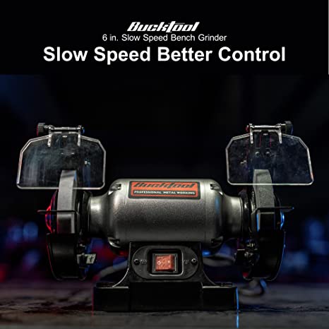 BUCKTOOL 6-Inch Slow-Speed Bench Grinder Power Tools, Professional Wobble-free Wheel Grinder, TLG-150S
