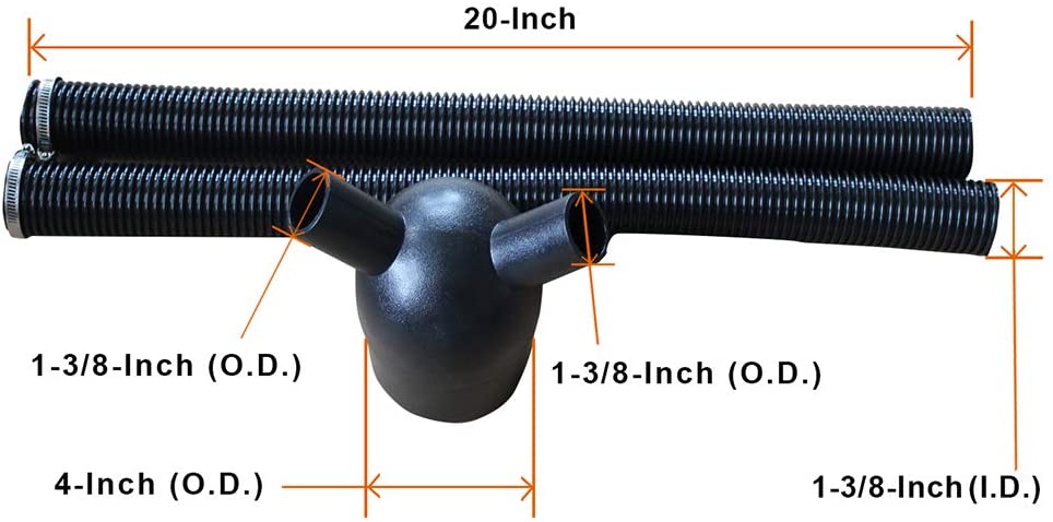 Dust Collection Y-Fitting 4" to 1-3/8"(O.D.) Reducer With 1-3/8"(I.D.) Type Hose Matching With Bucktool BD4603 & BD4801