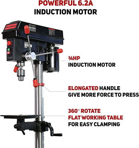 BUCKTOOL DP12VL | 12-INCH 6.2-A Professional Bench Drill Press with IIIA Laser and Work Light